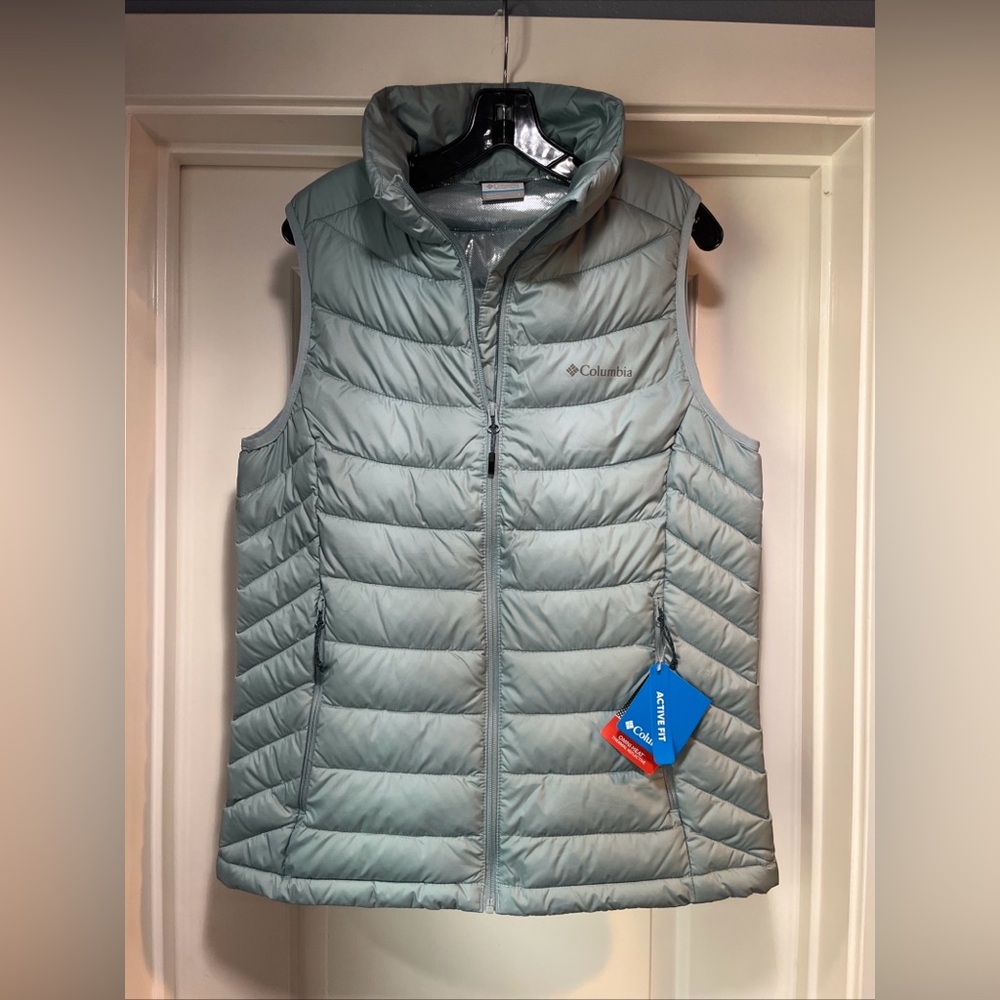 Womens Large Columbia Powder Lite II Vest Blue Puffer Insulated Water Resistant